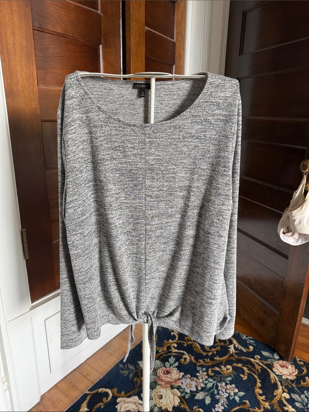 Talbots Gray Shimmer‎  Knit Tee- worn about twice-79 retail